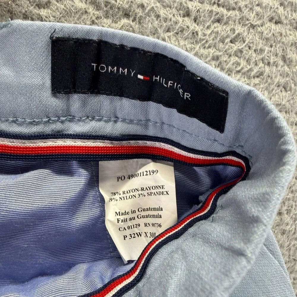 Tommy Hilfiger Pant Mens 32x29 Blue Rayon Chino Straight Business Career Stretch